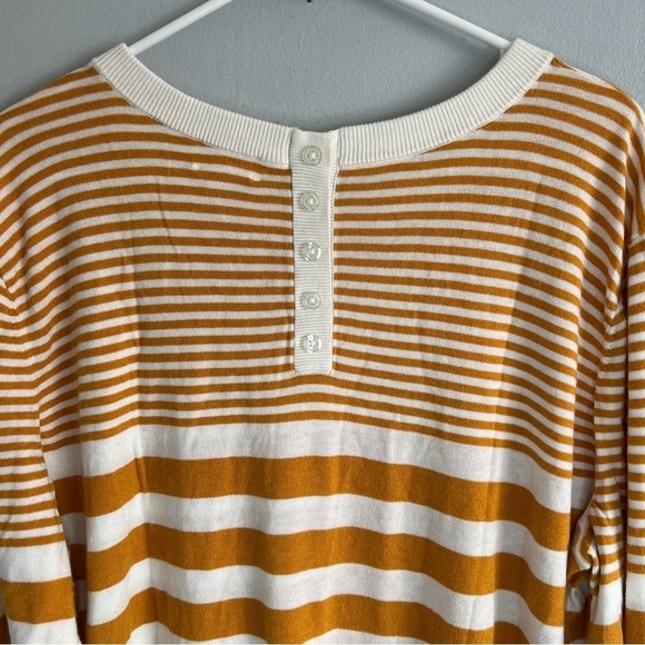 Market & Spruce Yellow White Striped Sweater Plus Sz 3X Lightweight Fall Soft - Picture 2 of 11